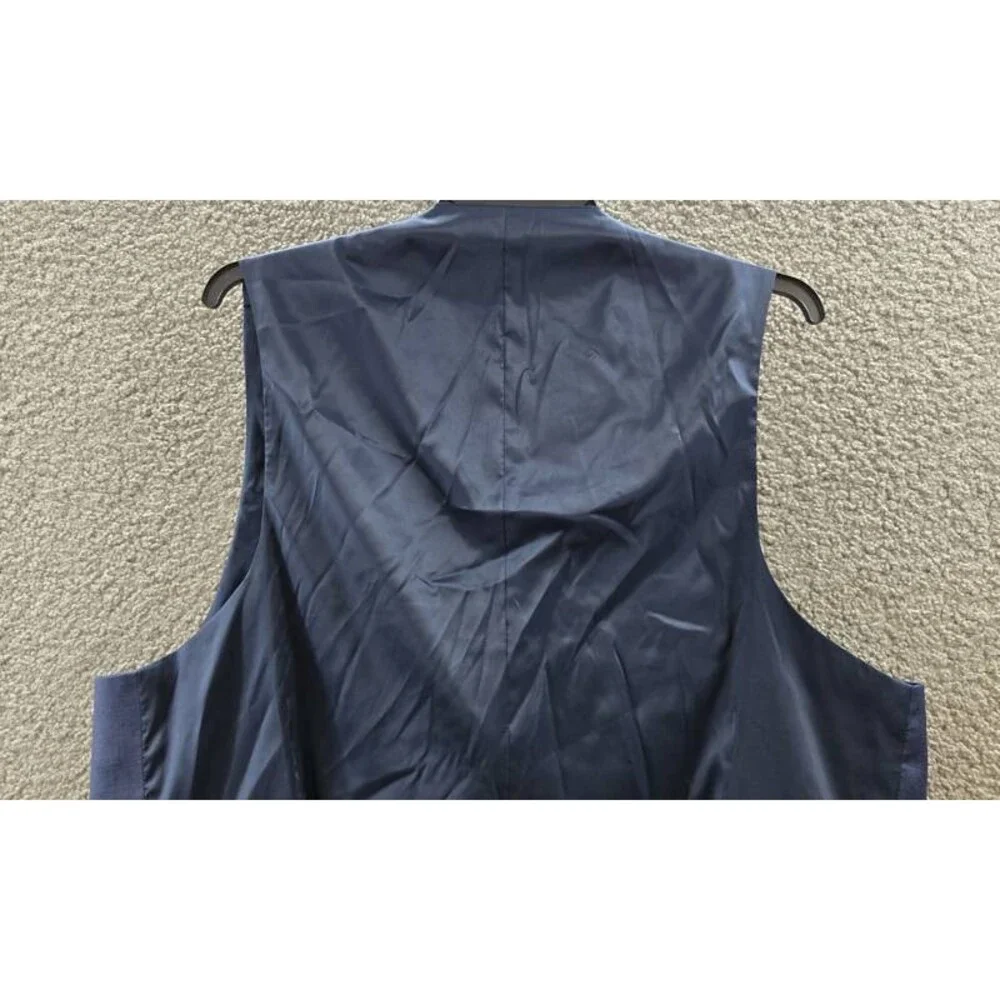 Calvin Klein Slim-Fit Wool Infinite Stretch Suit Vest Mens XXL Blue Button Front